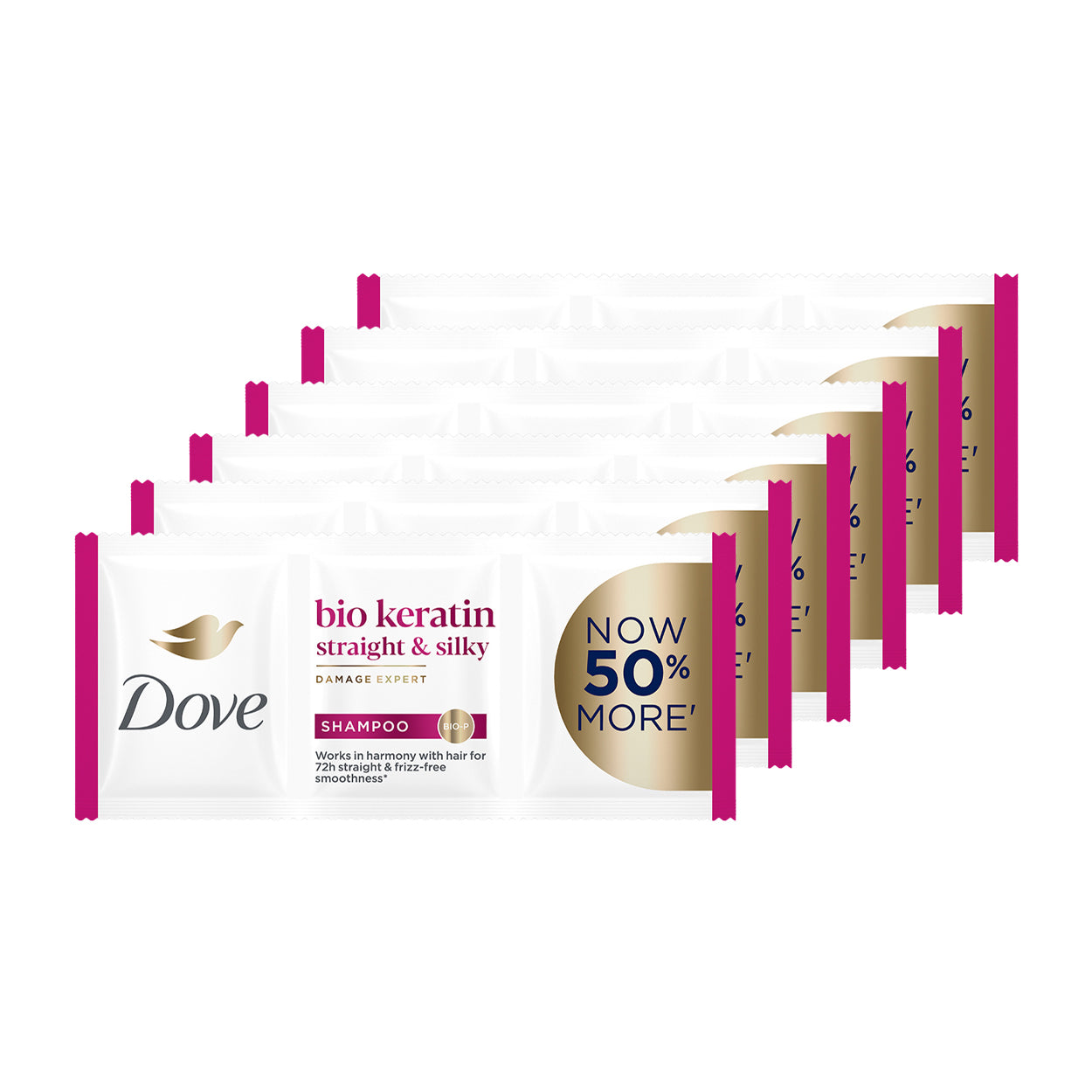 Dove Shampoo Bio Keratin Straight & Silky Pink 6x13.5ml