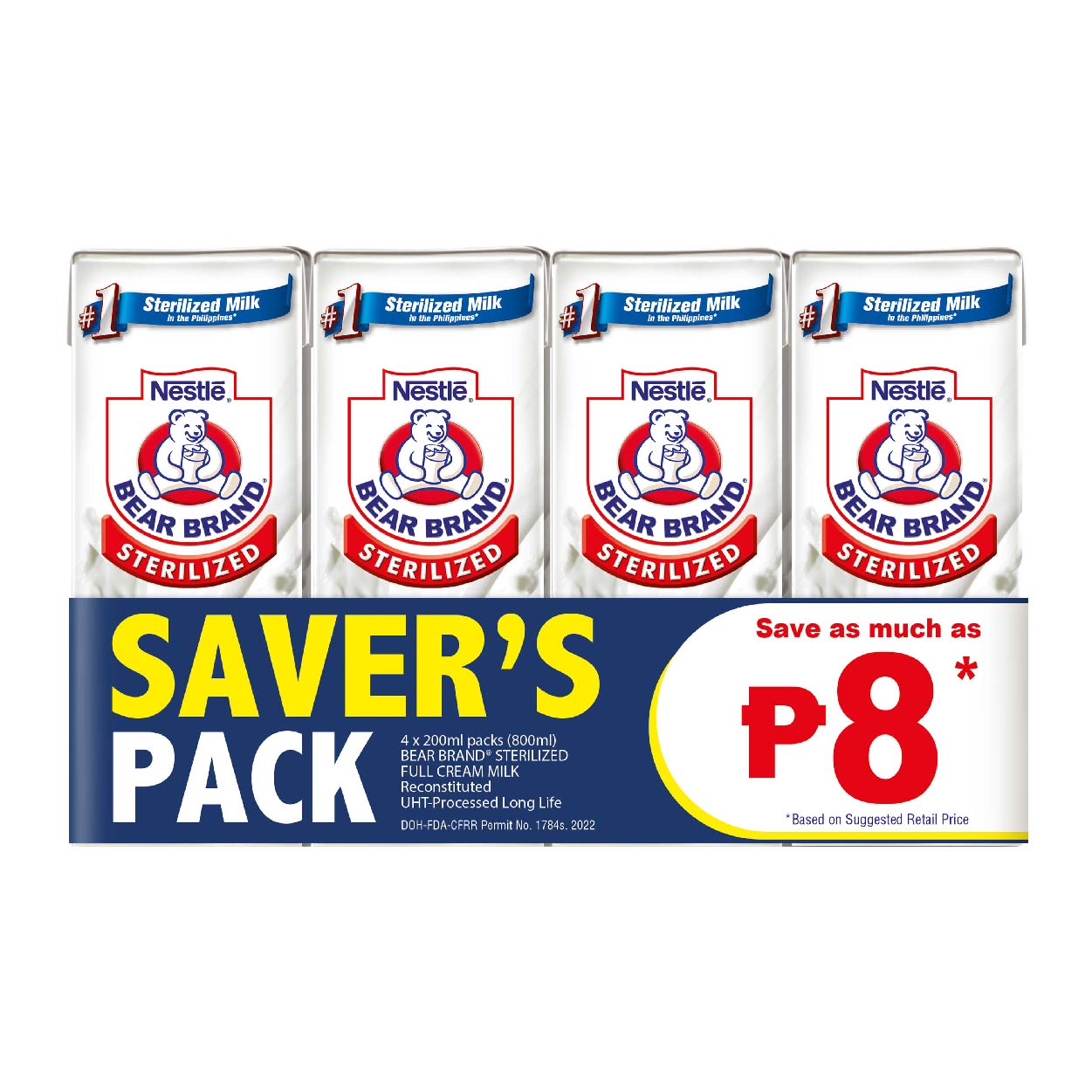 Bear Brand Sterilized Full Cream Milk UHT 4x200ml Saver's Pack
