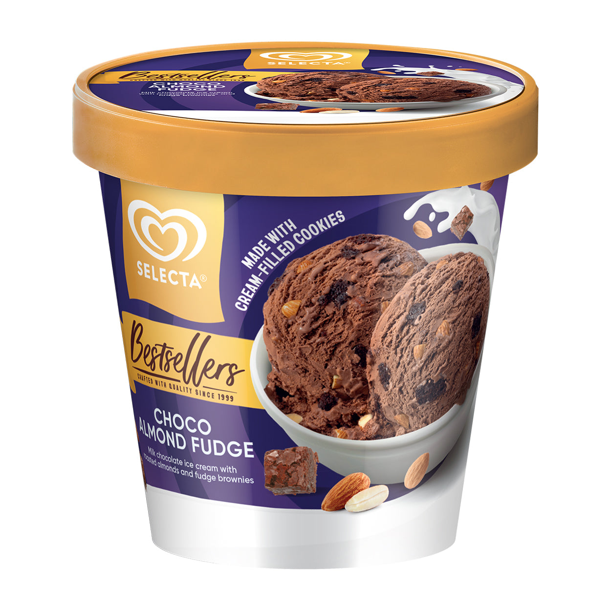 Selecta Choco Almond Fudge Ice Cream Pint 450ml
