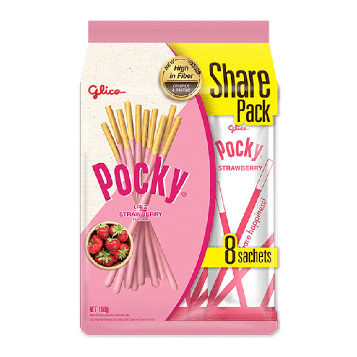 Glico Pocky Strawberry Biscuit Sticks Share Pack 168g