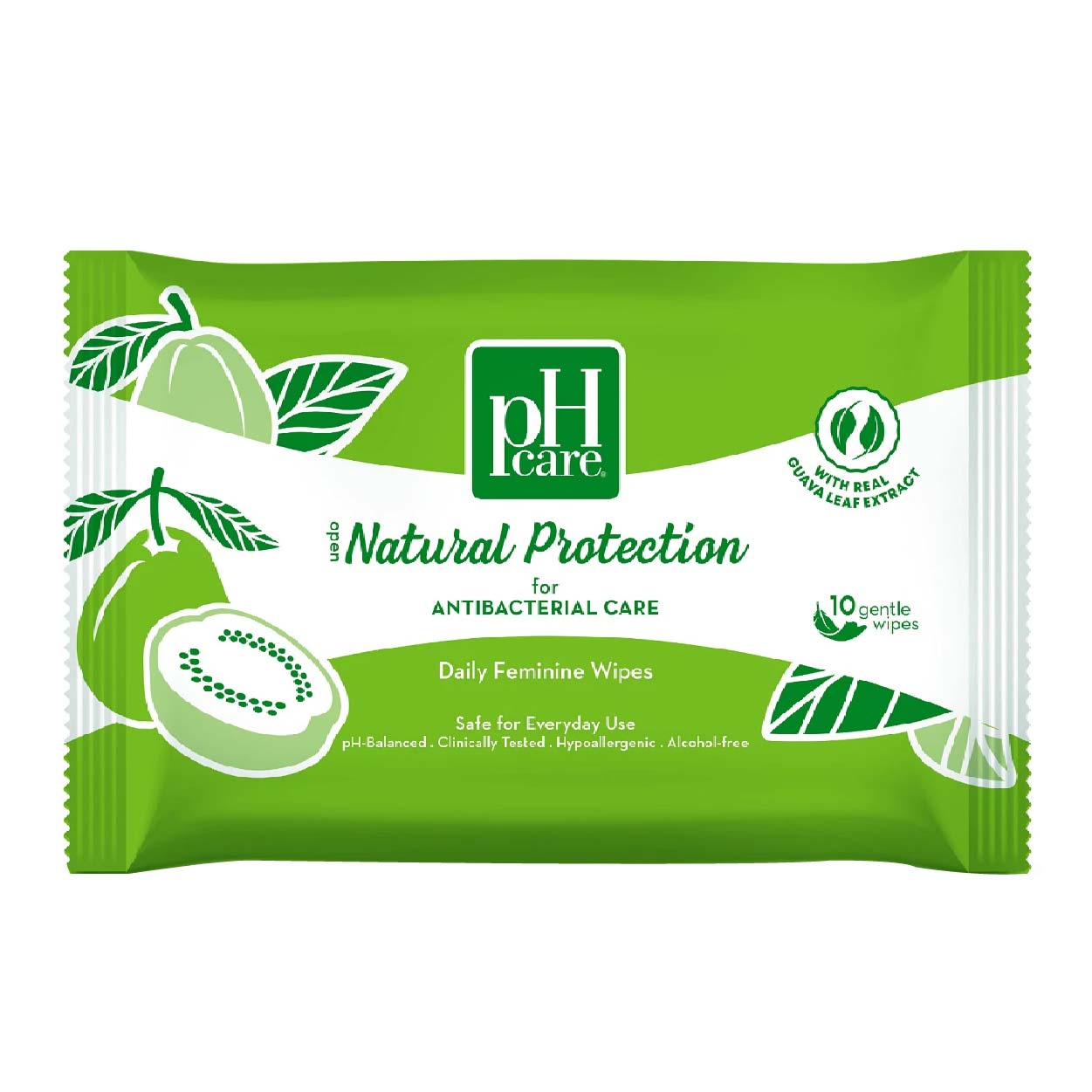 pH Care Feminine Wipes Natural Protection Antibacterial Care 10s