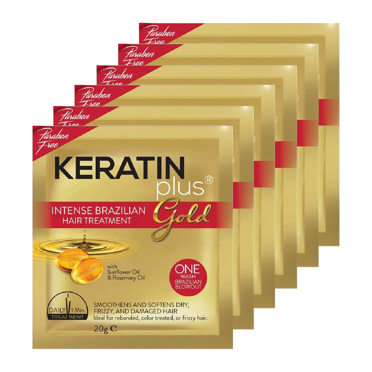 Keratin Plus Intense Brazilian Hair Treatment Gold 6x20g