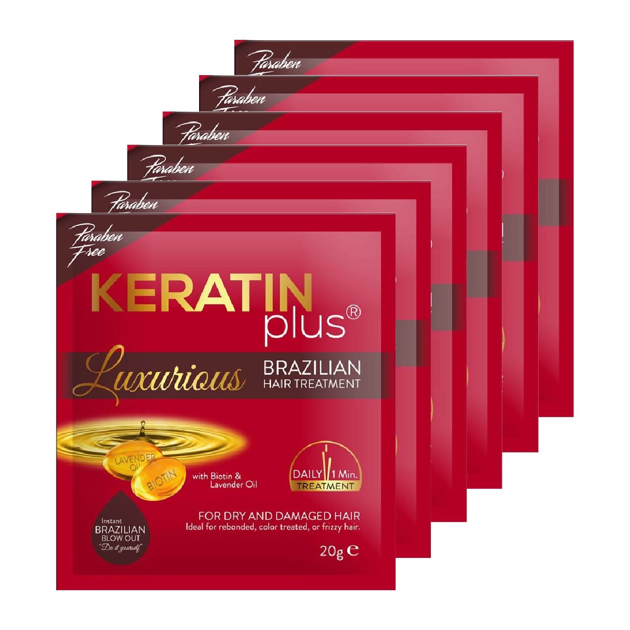 Keratin Plus Brazilian Hair Treatment Luxurious Red 6x20g