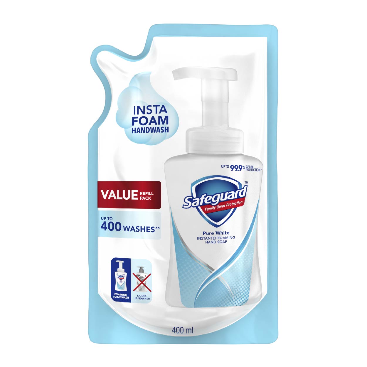 Safeguard Instantly Foaming Hand Soap Pure White 400ml Refill