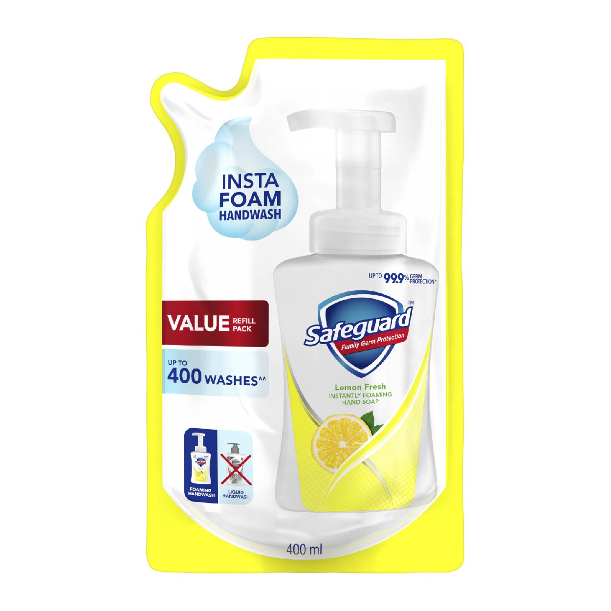 Safeguard Instantly Foaming Hand Soap Lemon Fresh 400ml Refill