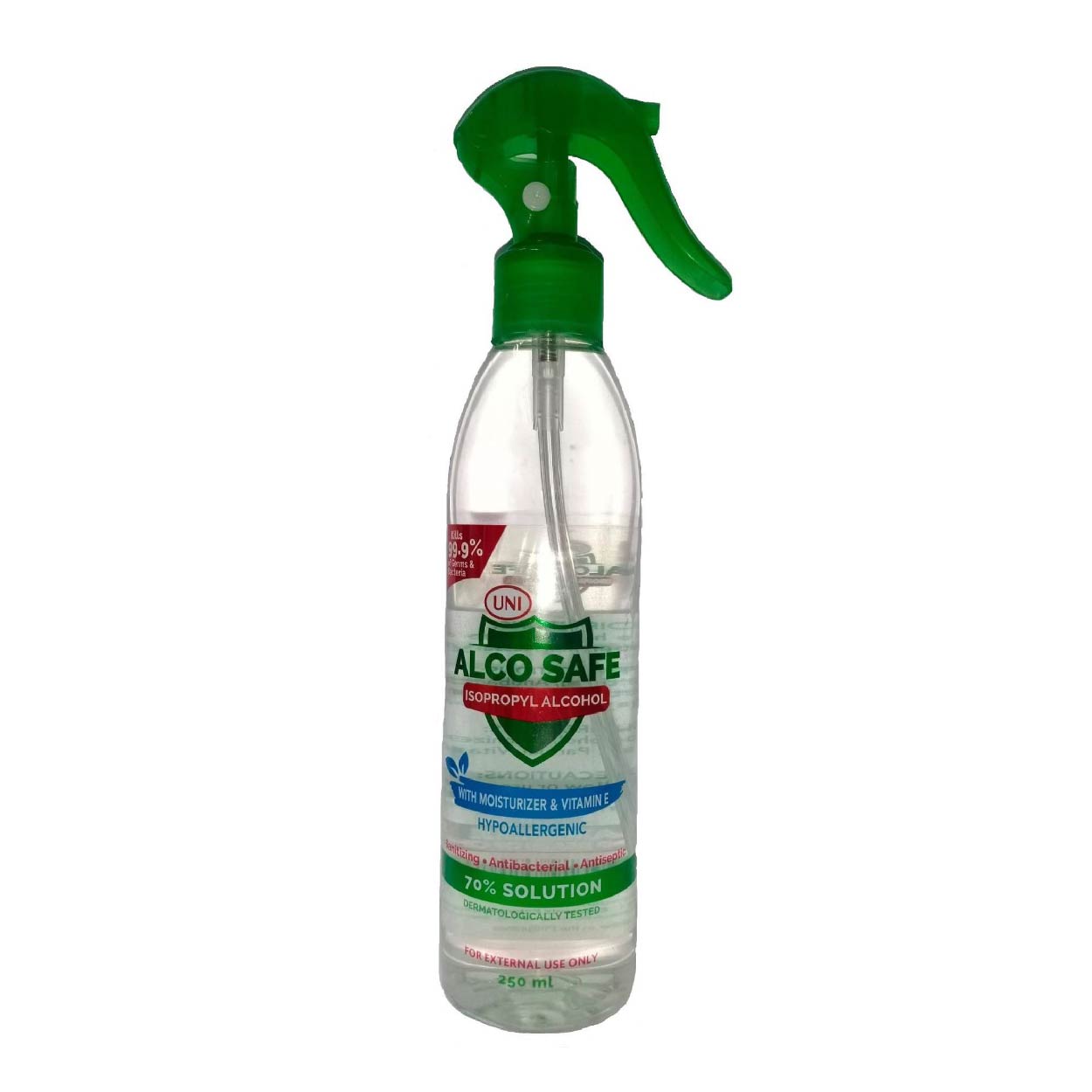 UNI AlcoSafe 70% Isopropyl Alcohol Spray 250ml