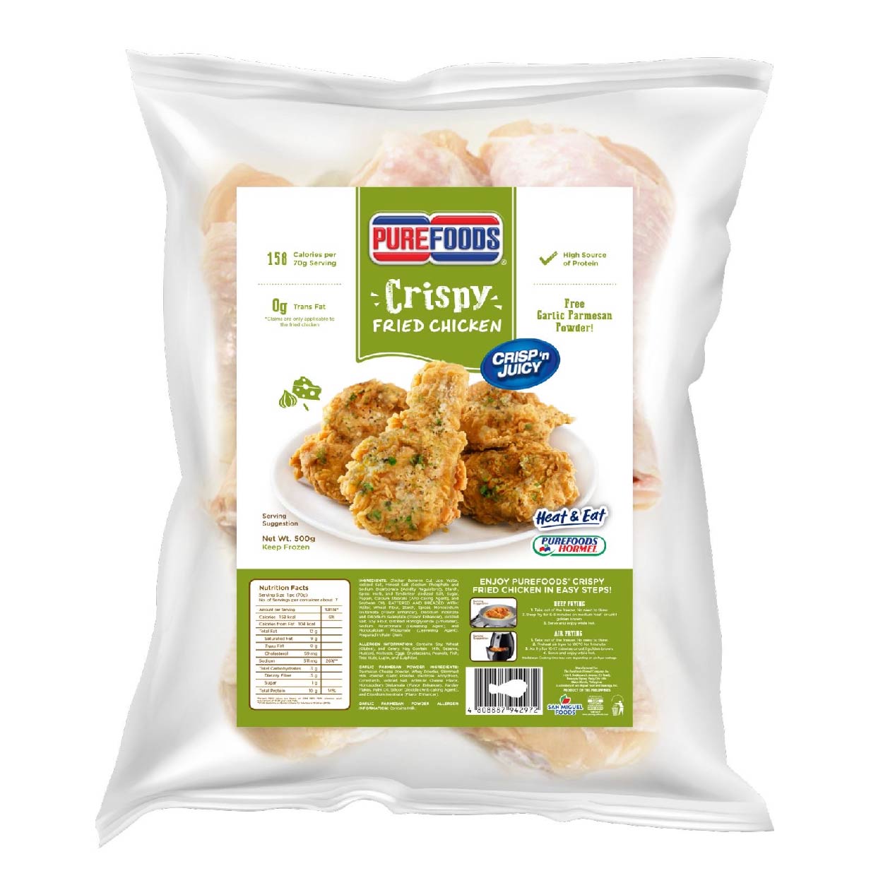 Purefoods Heat & Eat Crispy Fried Chicken Garlic Parmesan 500g