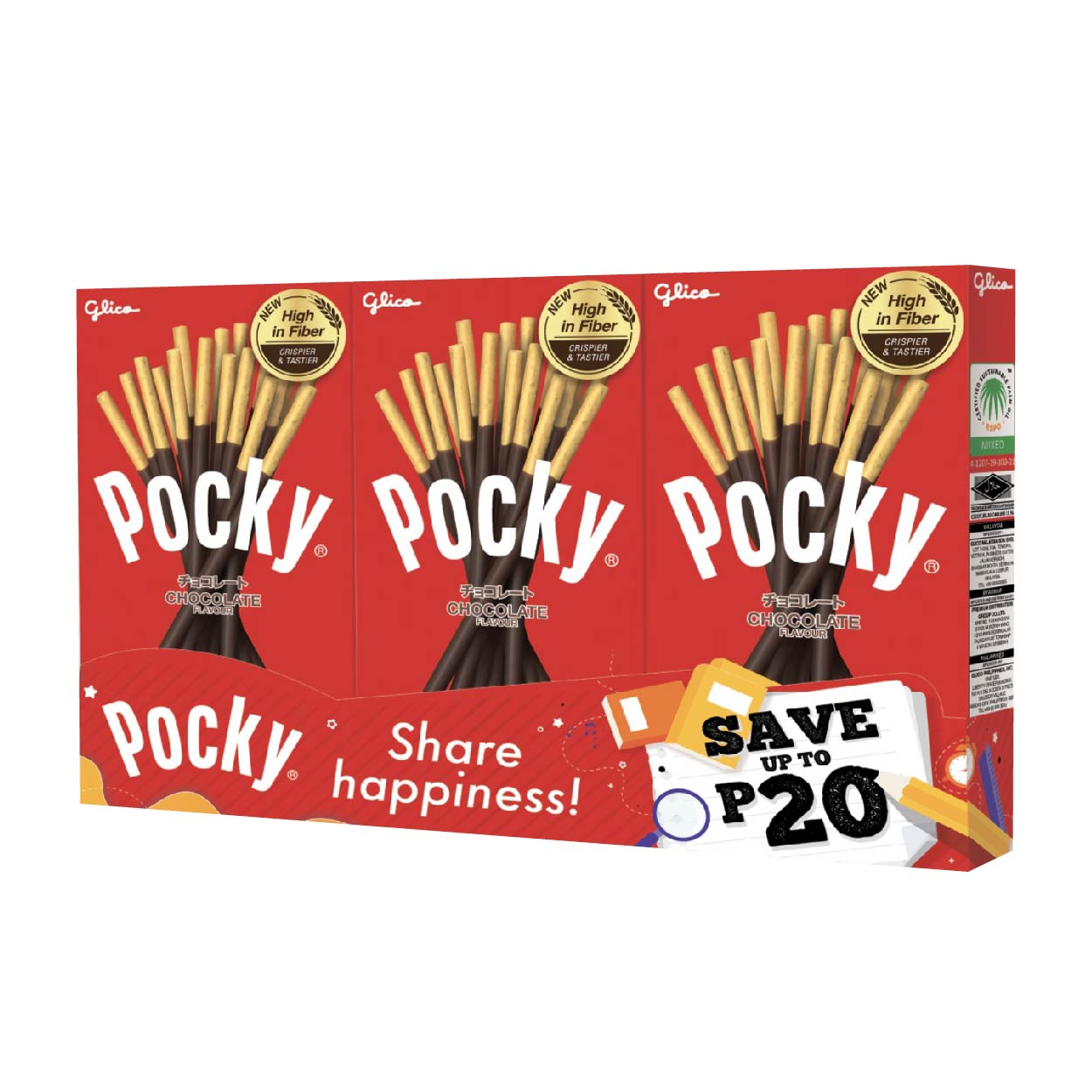 Glico Pocky Chocolate Biscuit Sticks 3x40g SAVE