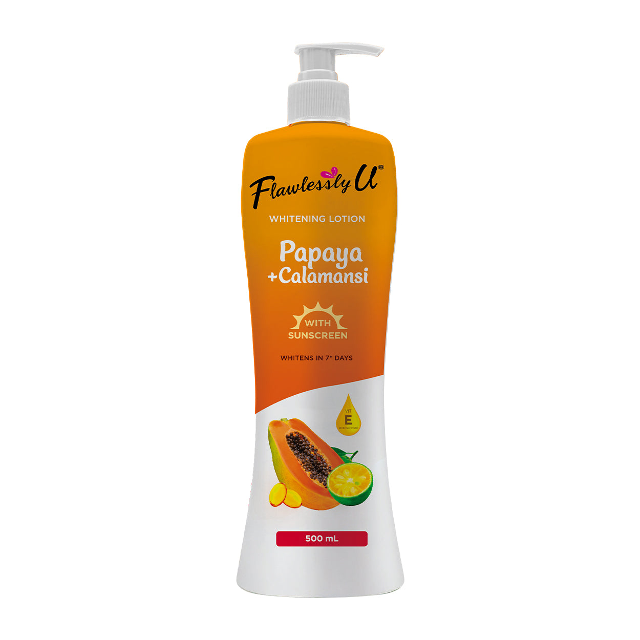 Flawlessly U Whitening Lotion Papaya + Calamansi Pump 500ml