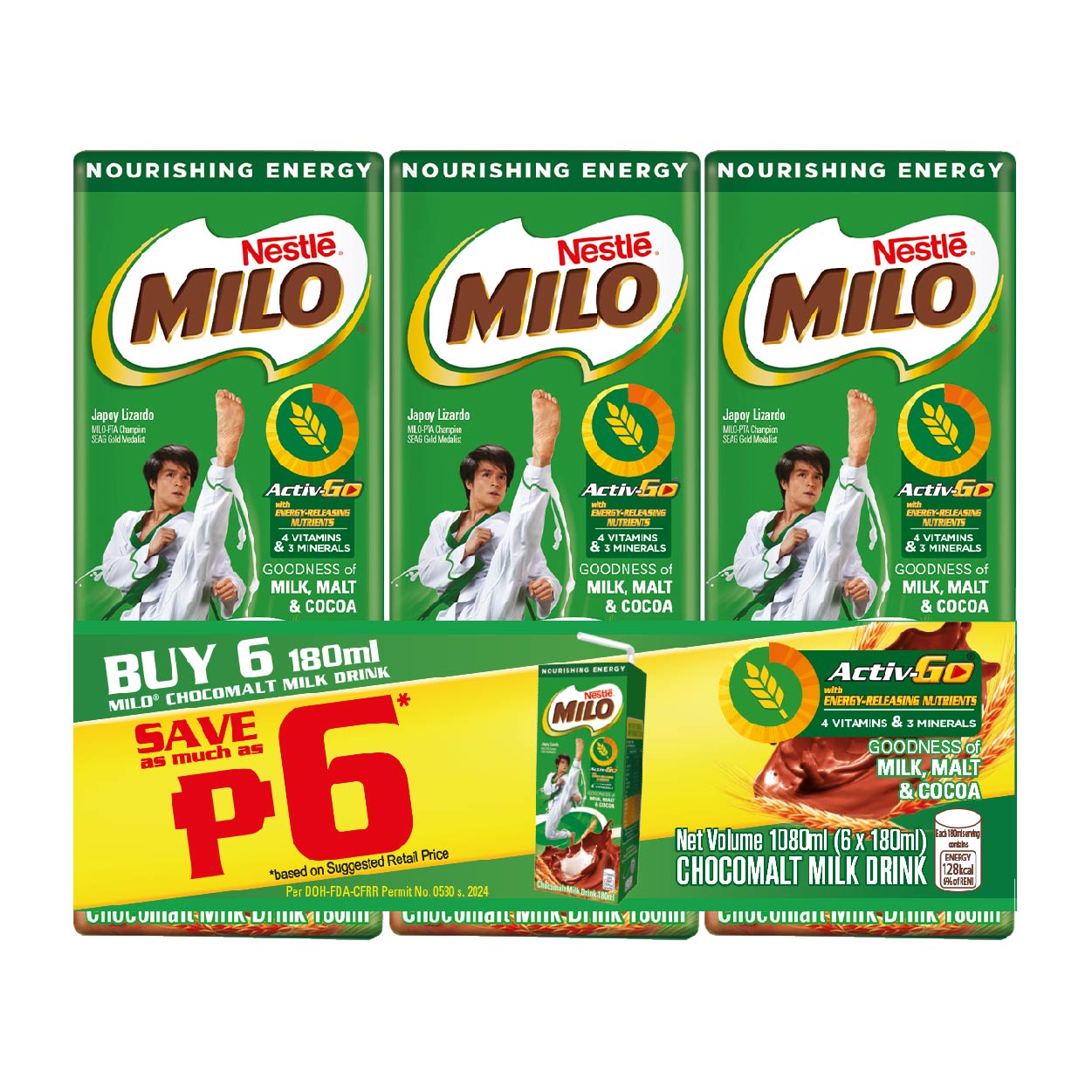 Milo Activ-Go Chocomalt Milk Drink RTD 6x180ml SAVE