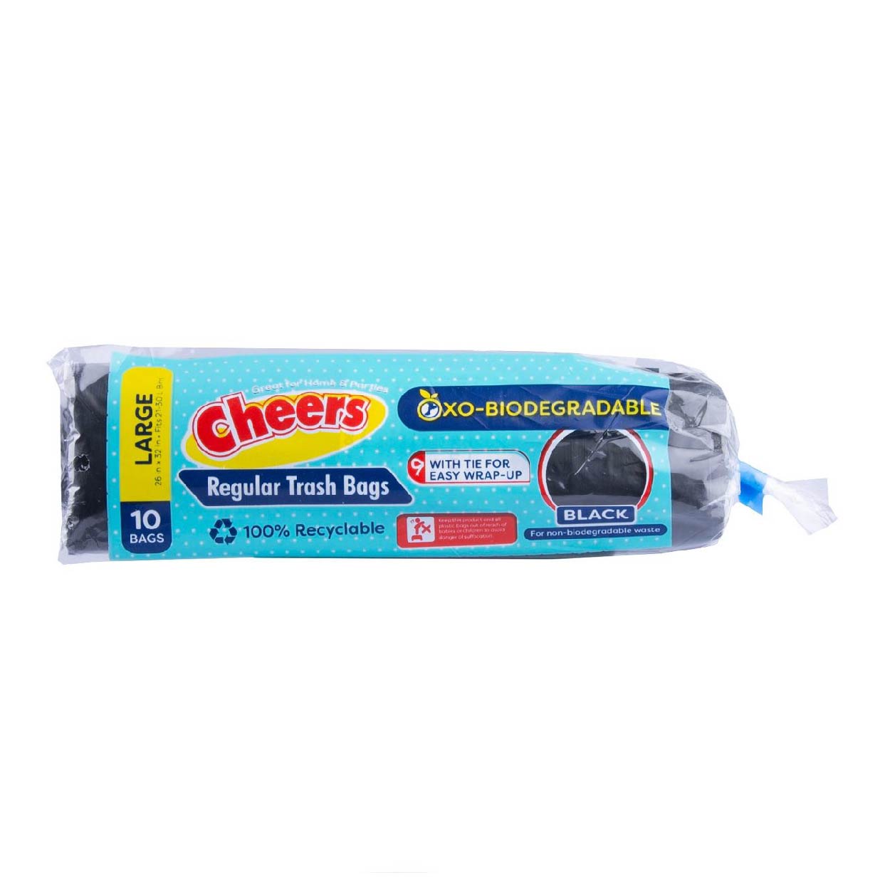Cheers Oxo-Biodegradable Regular Trash Bags Black Large 10s