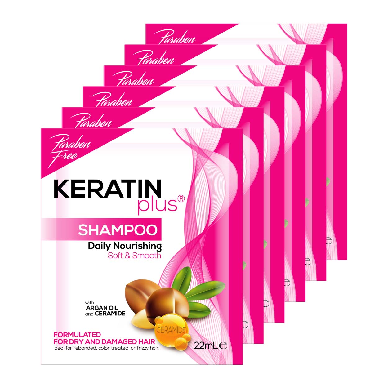 Keratin Plus Shampoo Daily Nourishing Soft & Smooth 6x22ml