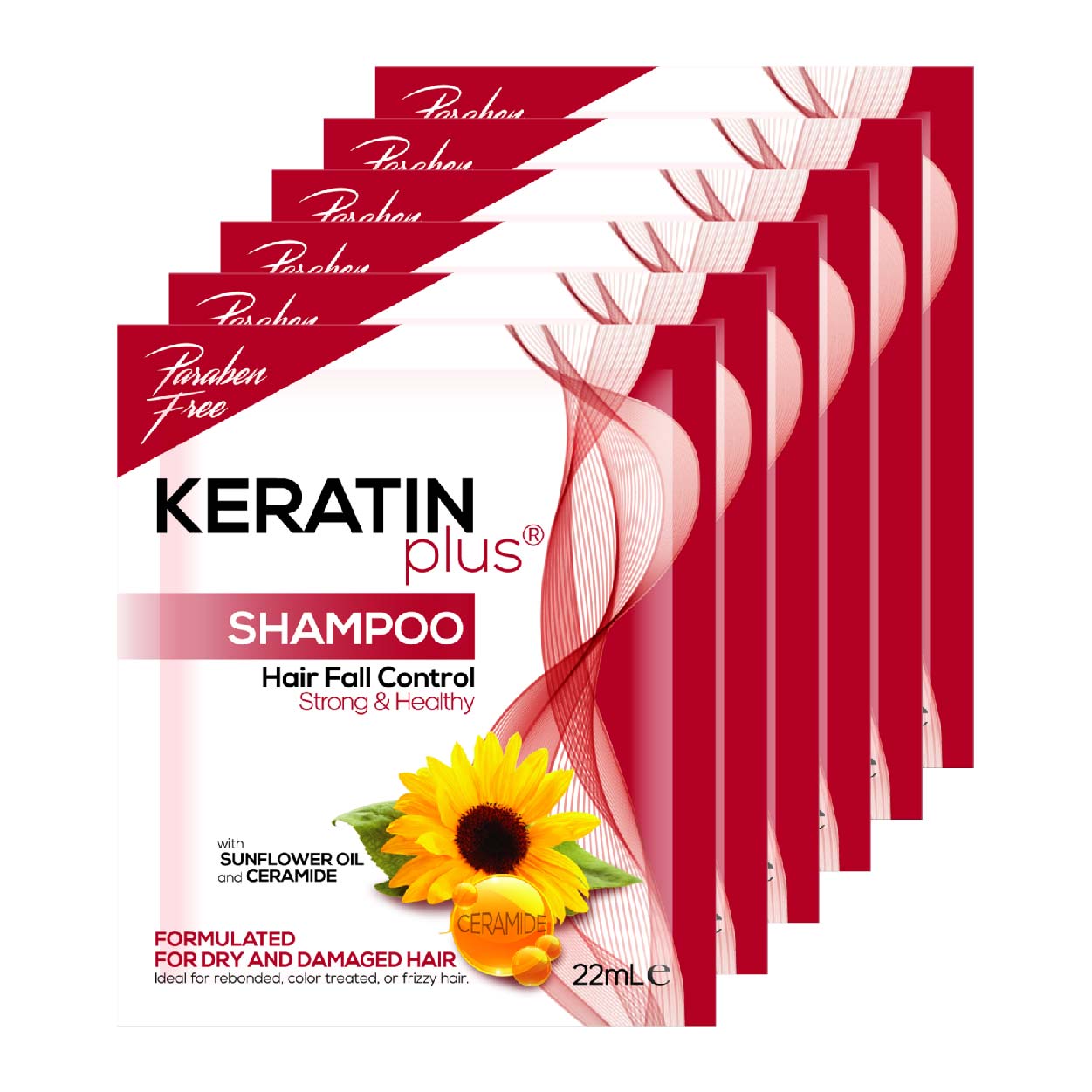 Keratin Plus Shampoo Hair Fall Control Strong & Healthy 6x22ml