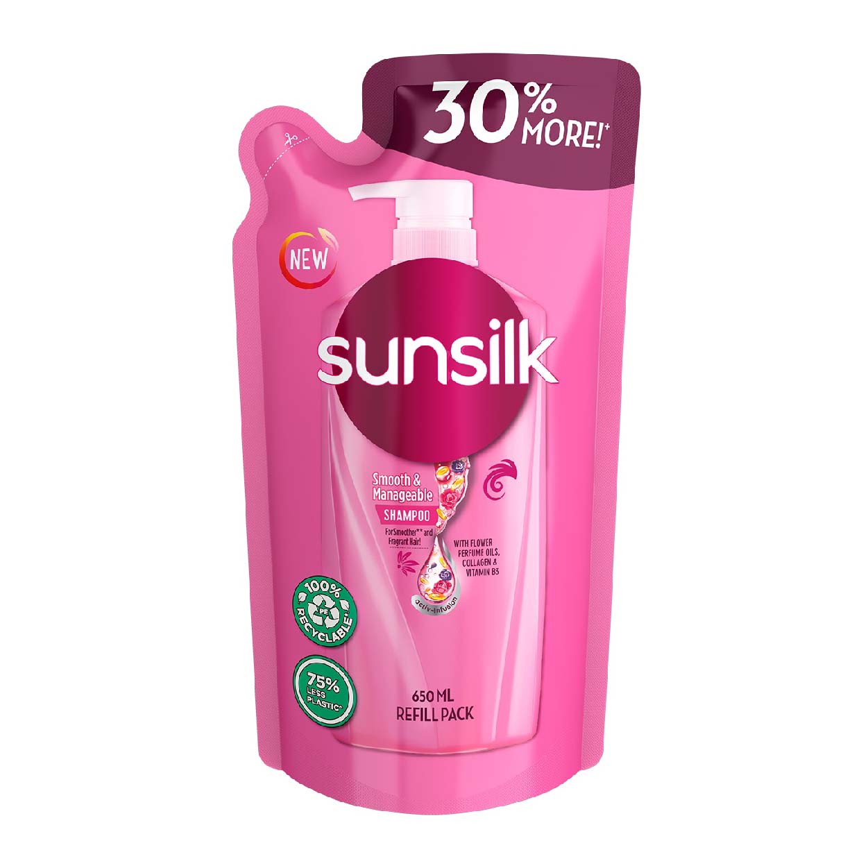 Sunsilk Shampoo Smooth & Manageable Pink Refill 650ml