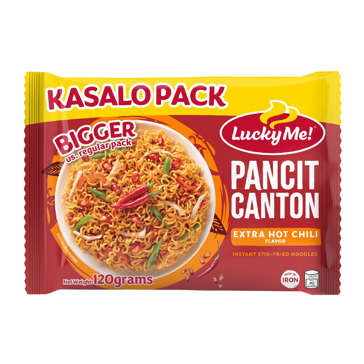 Lucky Me Instant Noodle Pancit Canton Extra Hot Chilli Kasalo120g