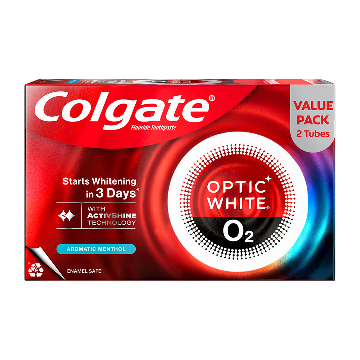 Colgate Toothpaste Optic White O2 Aromatic Menthol 2x85gValuePack
