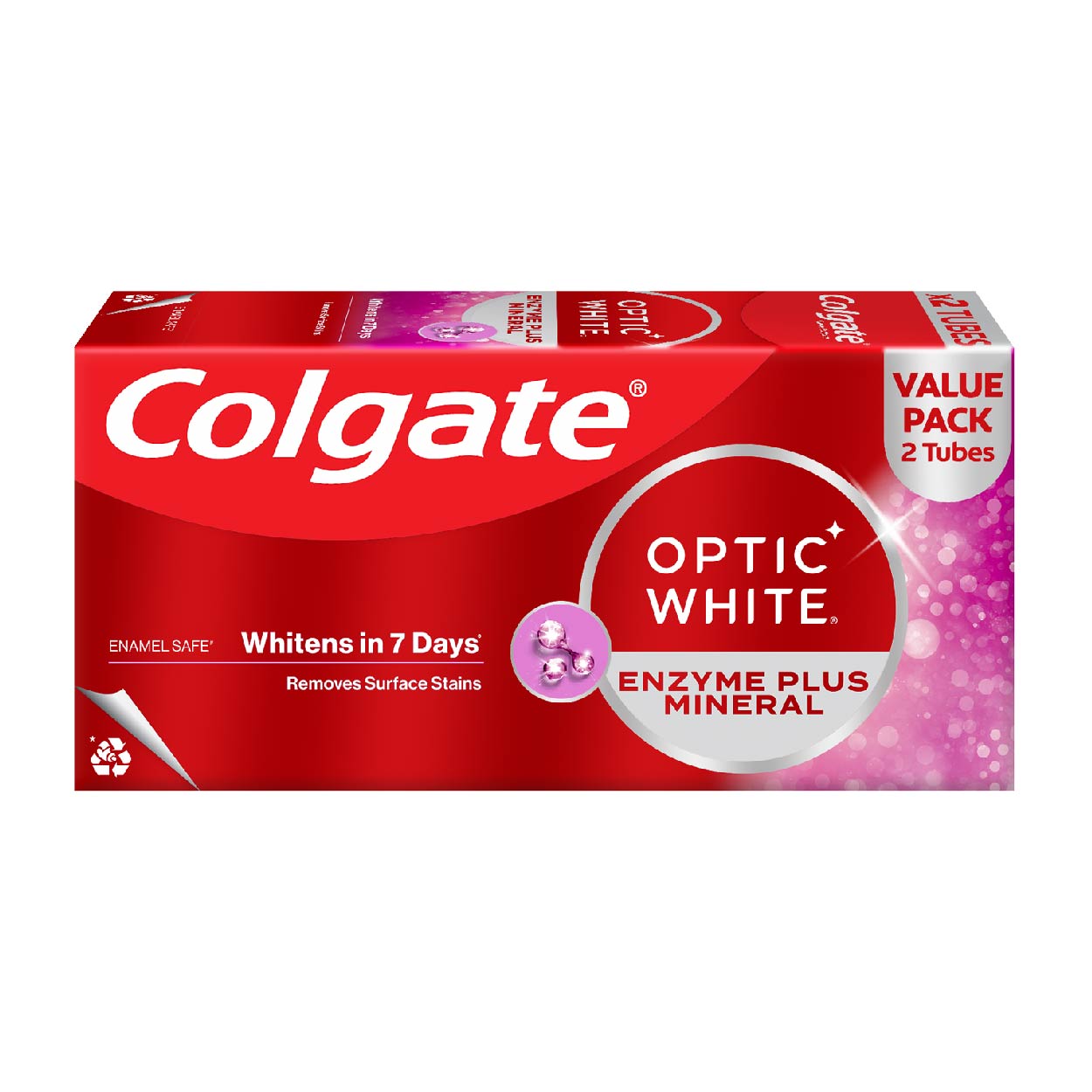 Colgate Toothpaste Optic White EnzymePlus Mineral 2x80g ValuePack