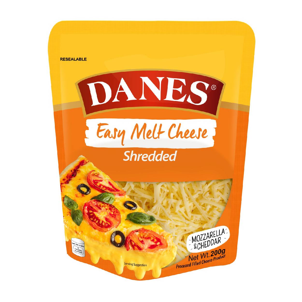 Danes Easy Melt Cheese Shredded Mozzarella & Cheddar 200g