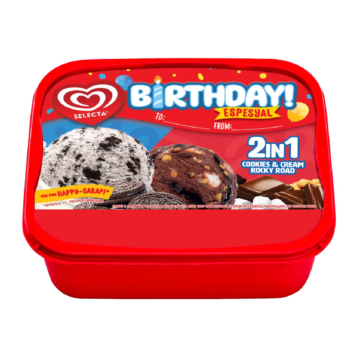 Selecta Birthday 2in1 Espesyal Cookies&Cream Rocky Road1.25L