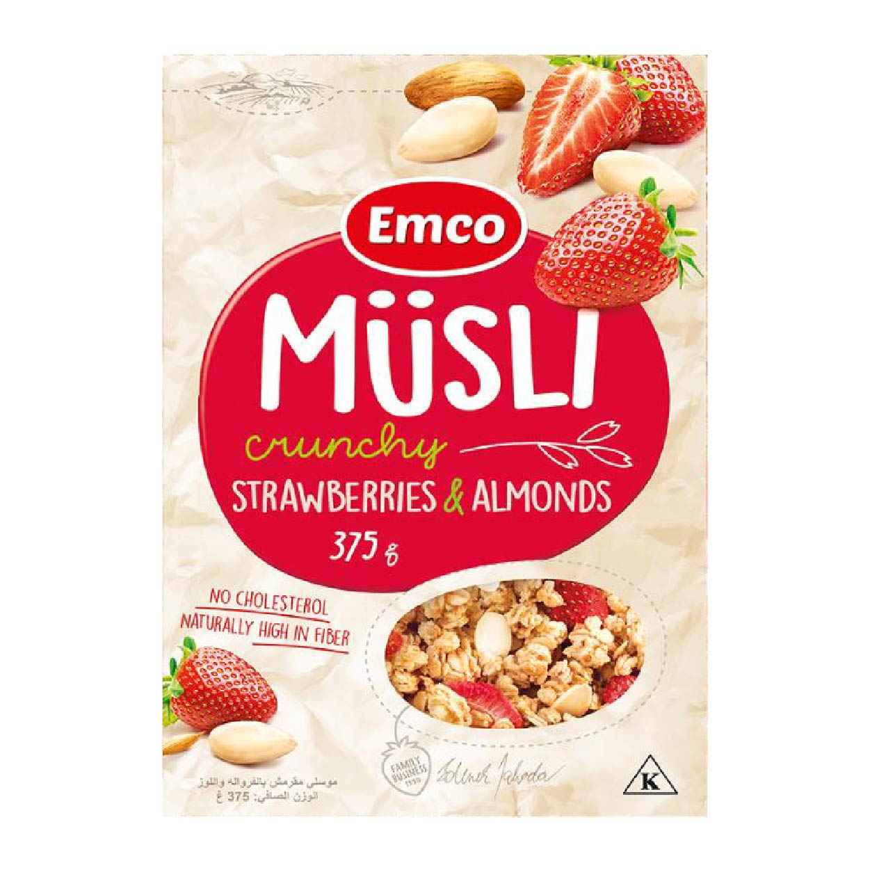 Emco Musli Crunchy Strawberries and Almonds Cereal 375g