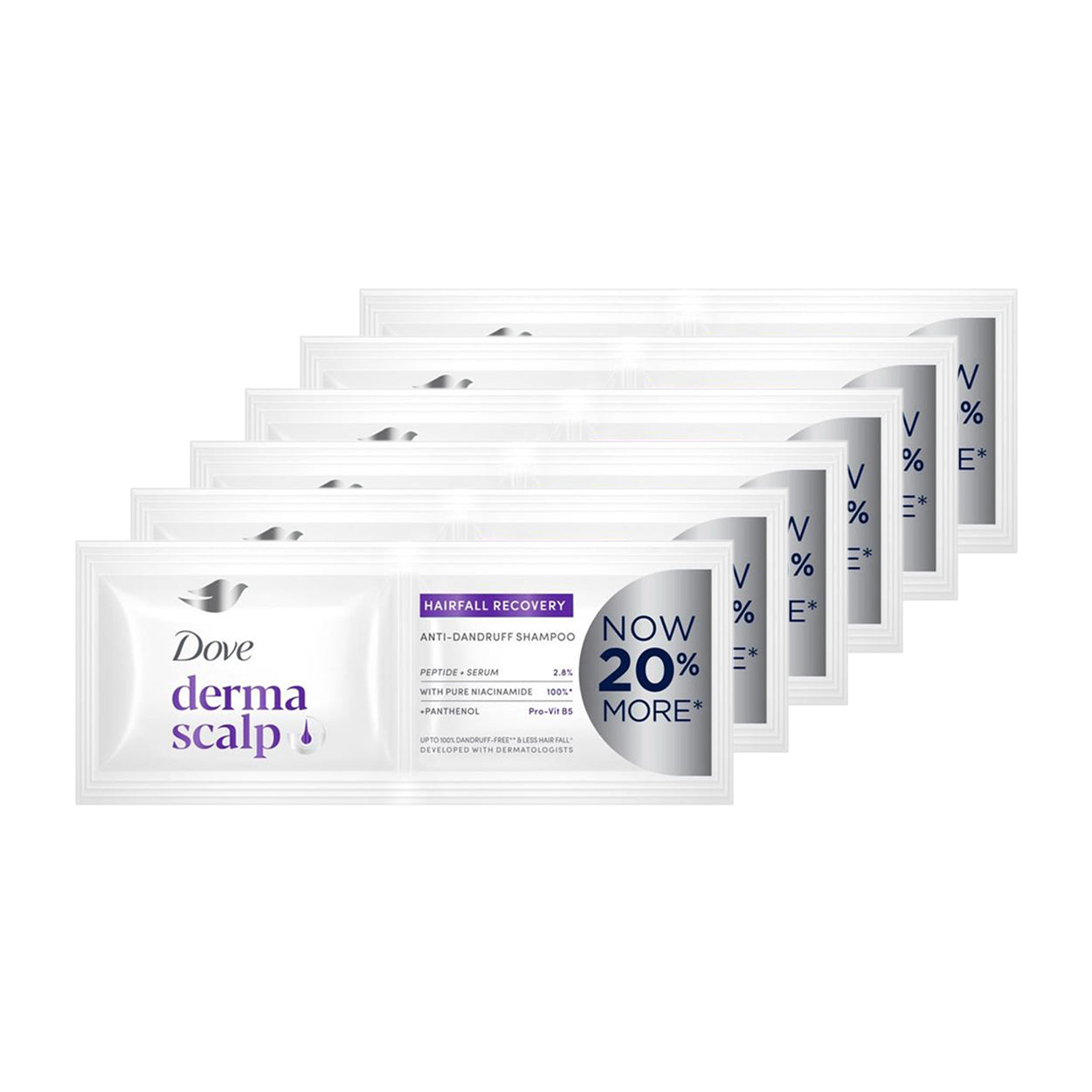 Dove DermaScalp Anti-Dandruff Shampoo Hairfall Recovery 6x12ml