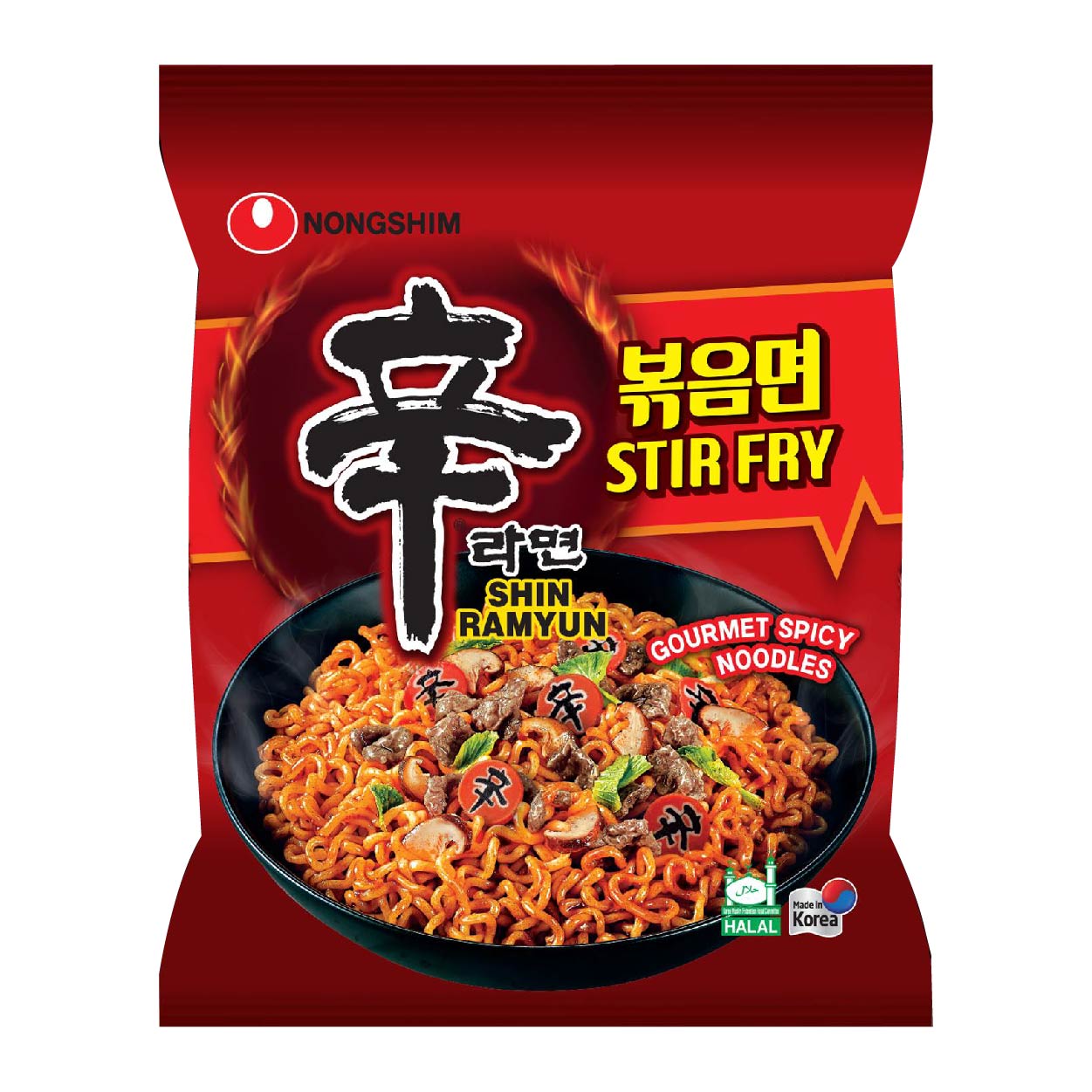Nongshim Shin Ramyun Stir Fry Gourmet Spicy Noodle Pouch 131g