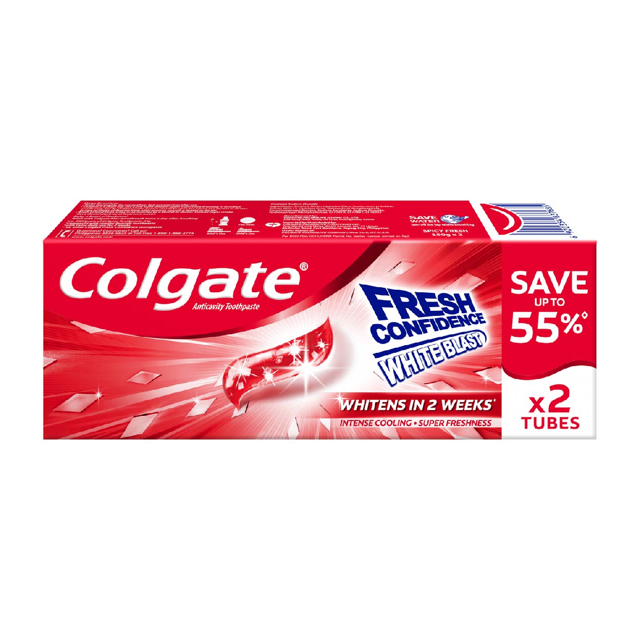 Colgate Toothpaste Fresh Confidence White Blast 2x150g SAVE