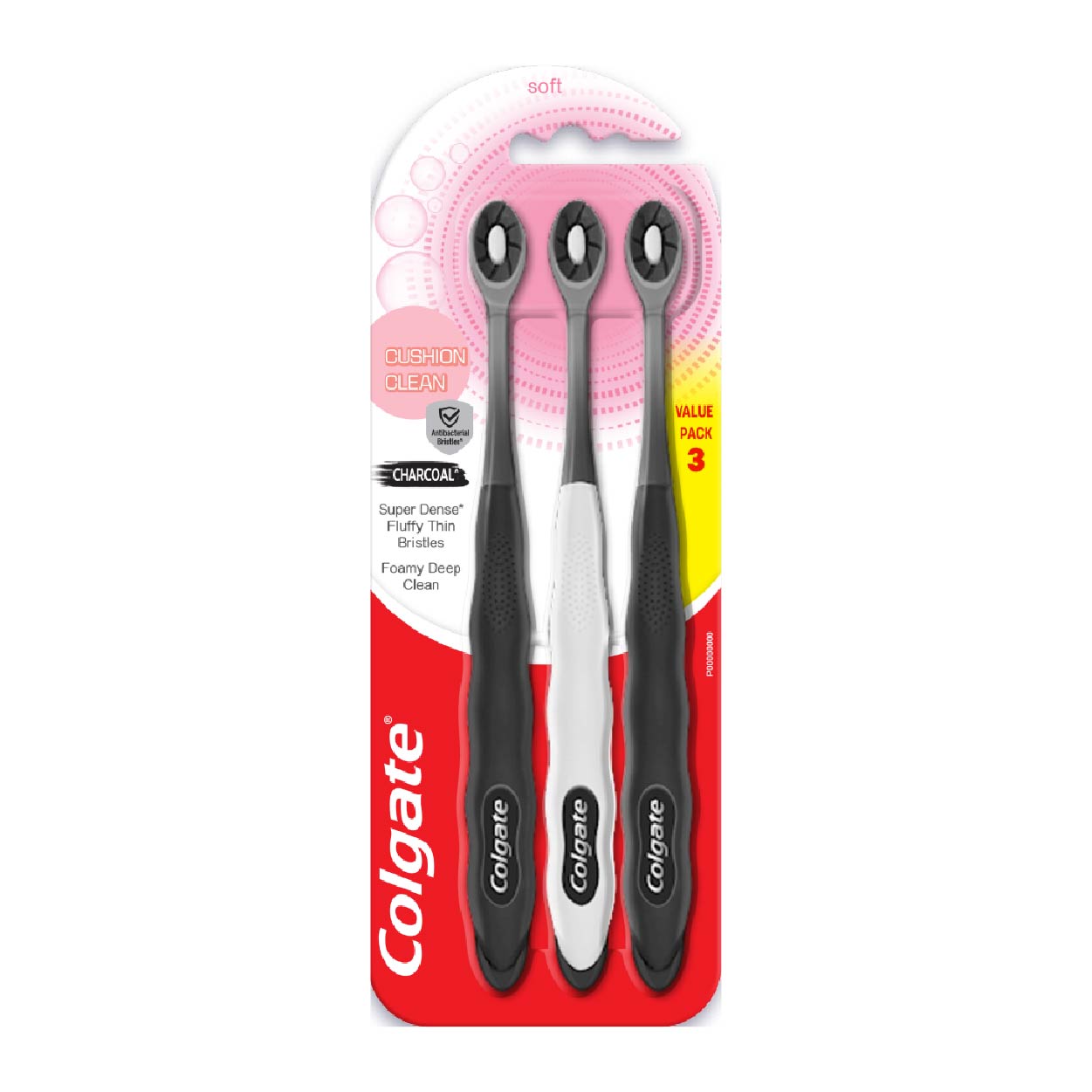 Colgate Toothbrush Cushion Clean Charcoal Soft Value Pack 3s