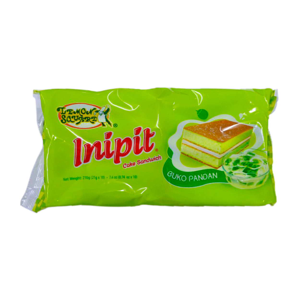 Lemon Square Inipit Buko Pandan Cake Sandwich 10x21g