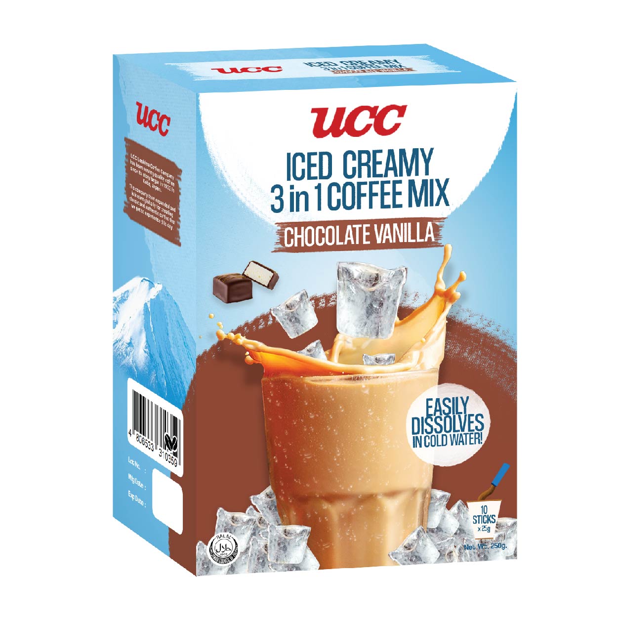 UCC Iced Creamy 3 in 1 Coffee Mix Chocolate Vanilla 10x25g