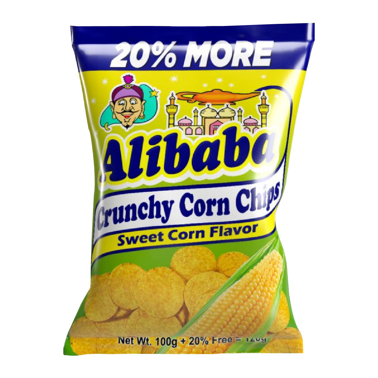 Alibaba Crunchy Corn Chips Sweet Corn Flavor 100g + 20% More