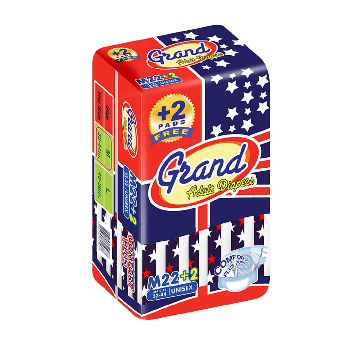 Grand Adult Diaper Medium 22s + Free