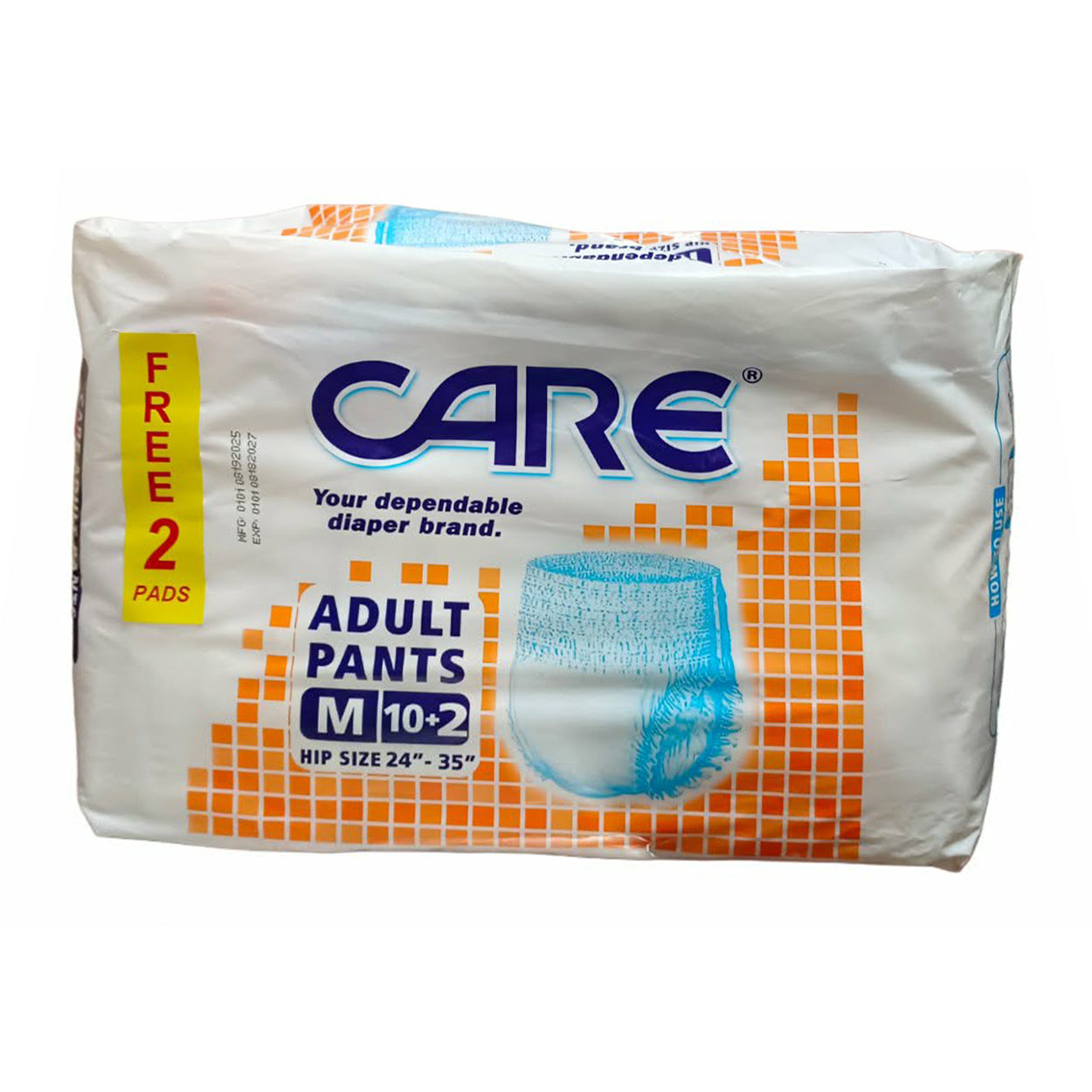 Care Adult Diaper Pants Medium 10s + Free
