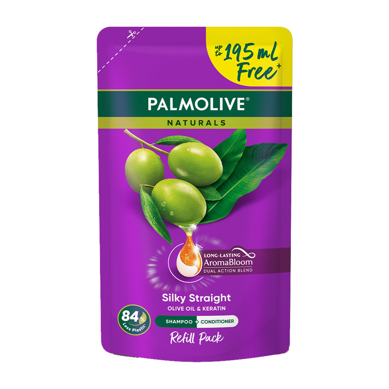 Palmolive Naturals Shampoo Silky Straight Purple 600ml Refill