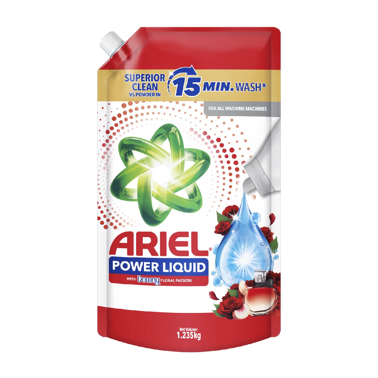 Ariel Power Liquid Detergent Downy Floral Passion Refill 1.235kg