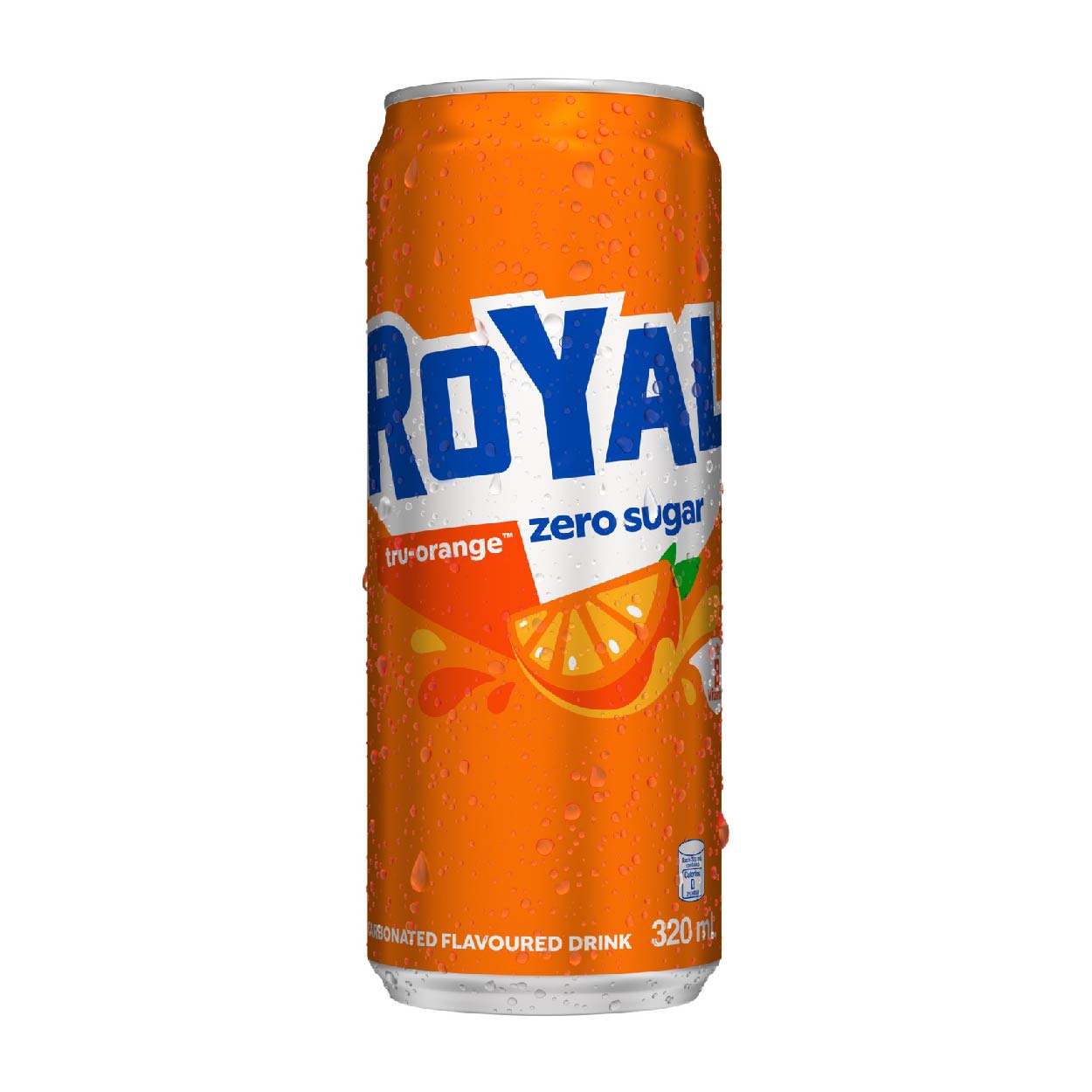 Royal Tru-Orange Zero Sugar Carbonated Flavoured Drink Can 320ml