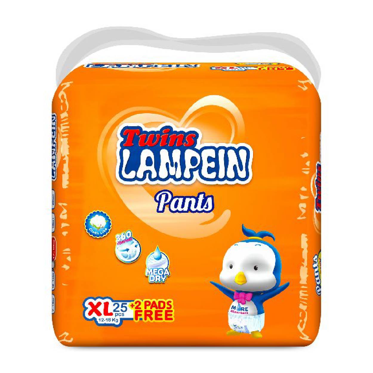 Lampein Twins Baby Pants Diaper XL 25s + Free