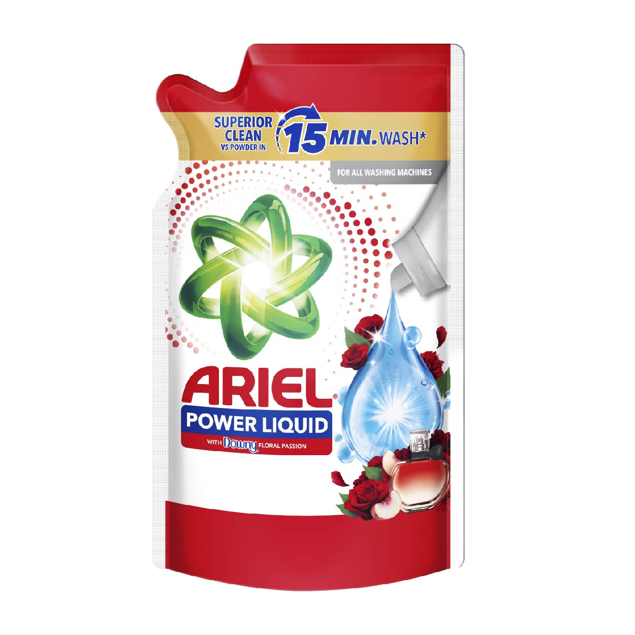 Ariel Power Liquid Detergent w/ Downy Floral Passion Refill 485g