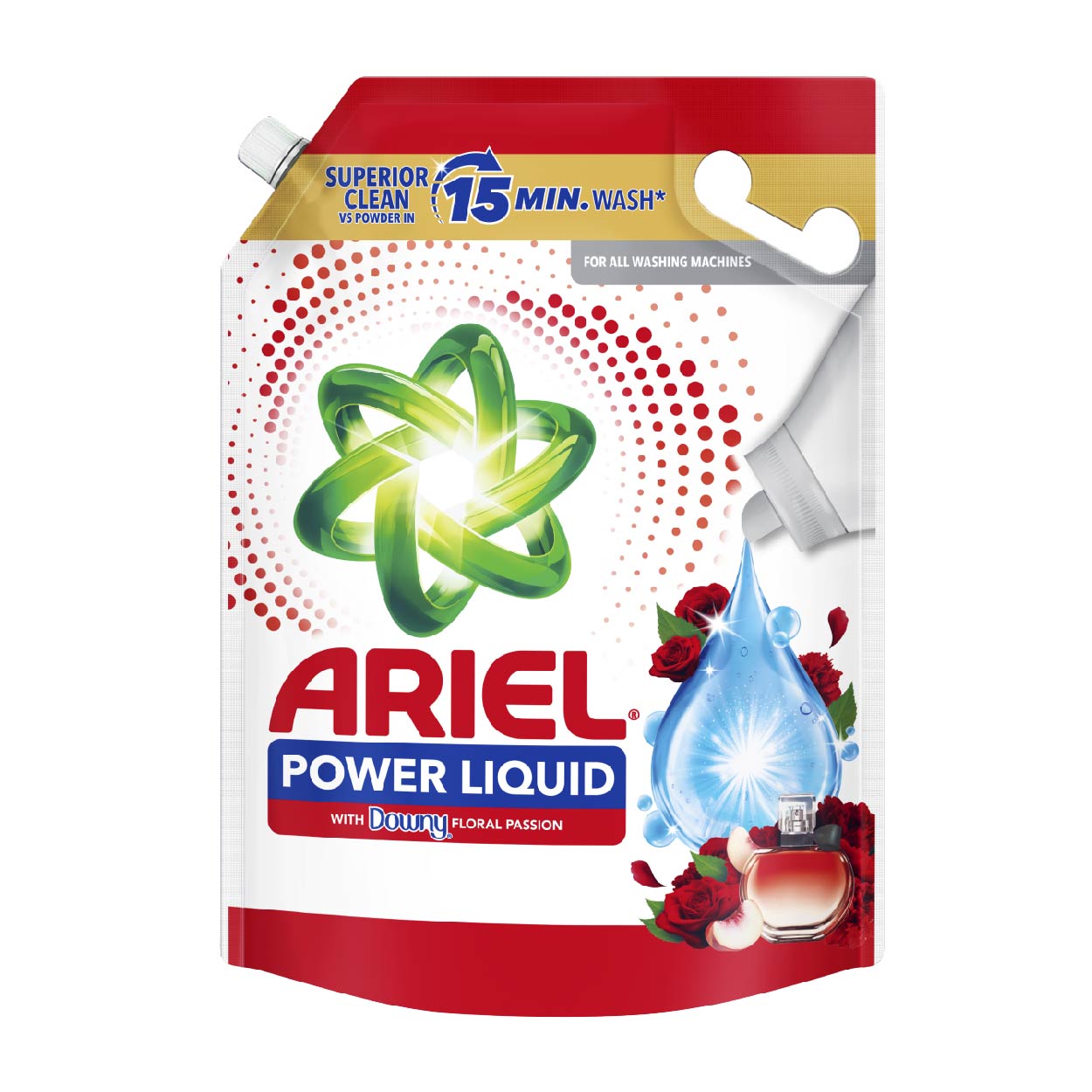 Ariel Power Liquid Detergent w/ Downy Floral Passion Refill 3.8kg