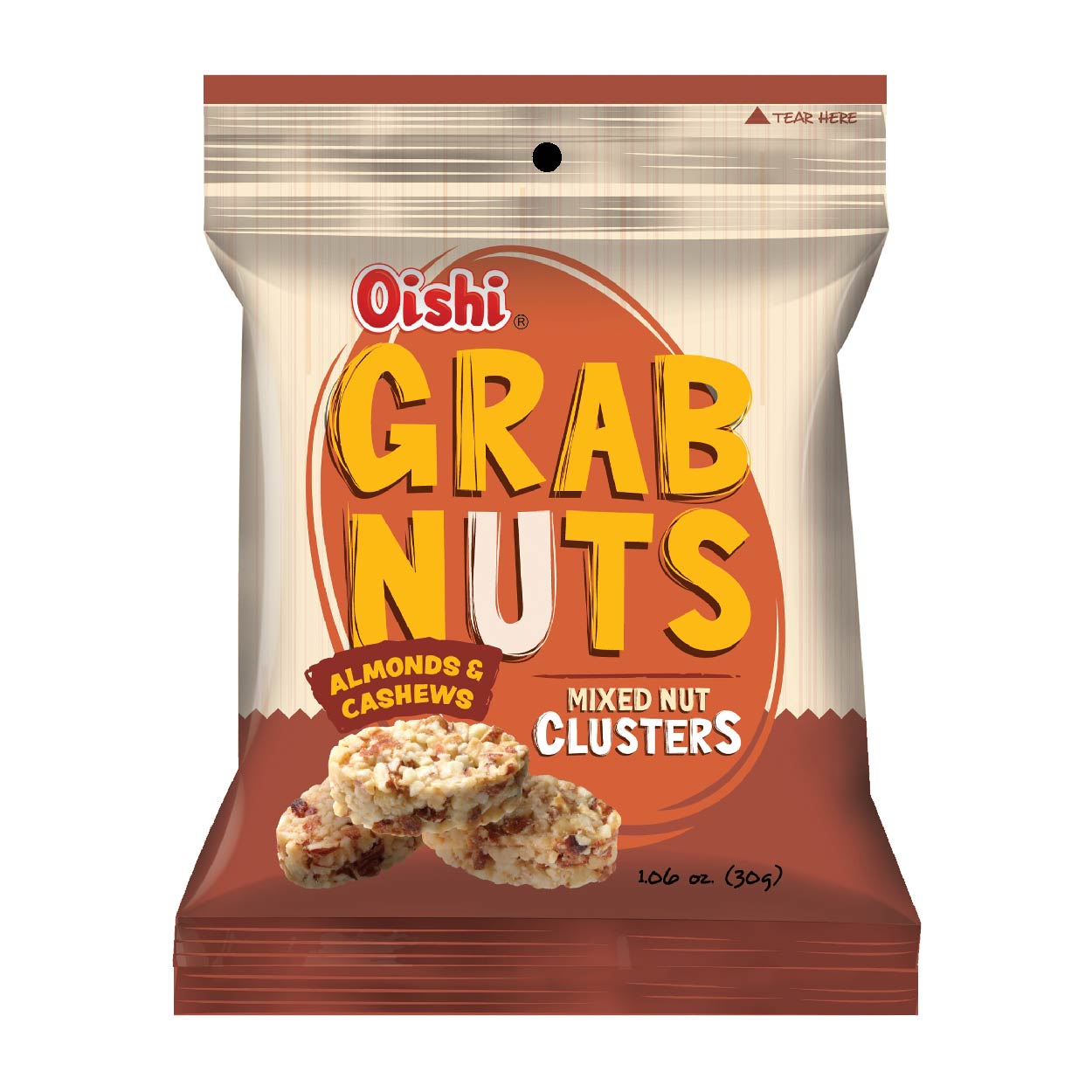 Oishi Grab Nuts Almonds & Cashews Mixed Nut Clusters 30g