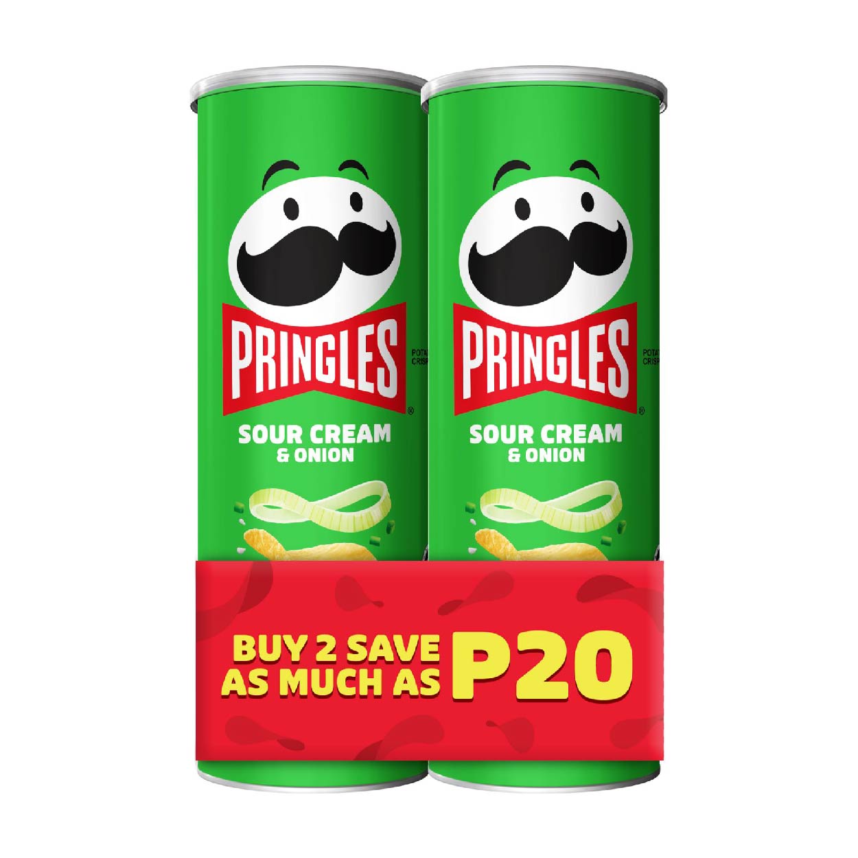 Pringles Potato Crisps Sour Cream & Onion 2x102g SAVE