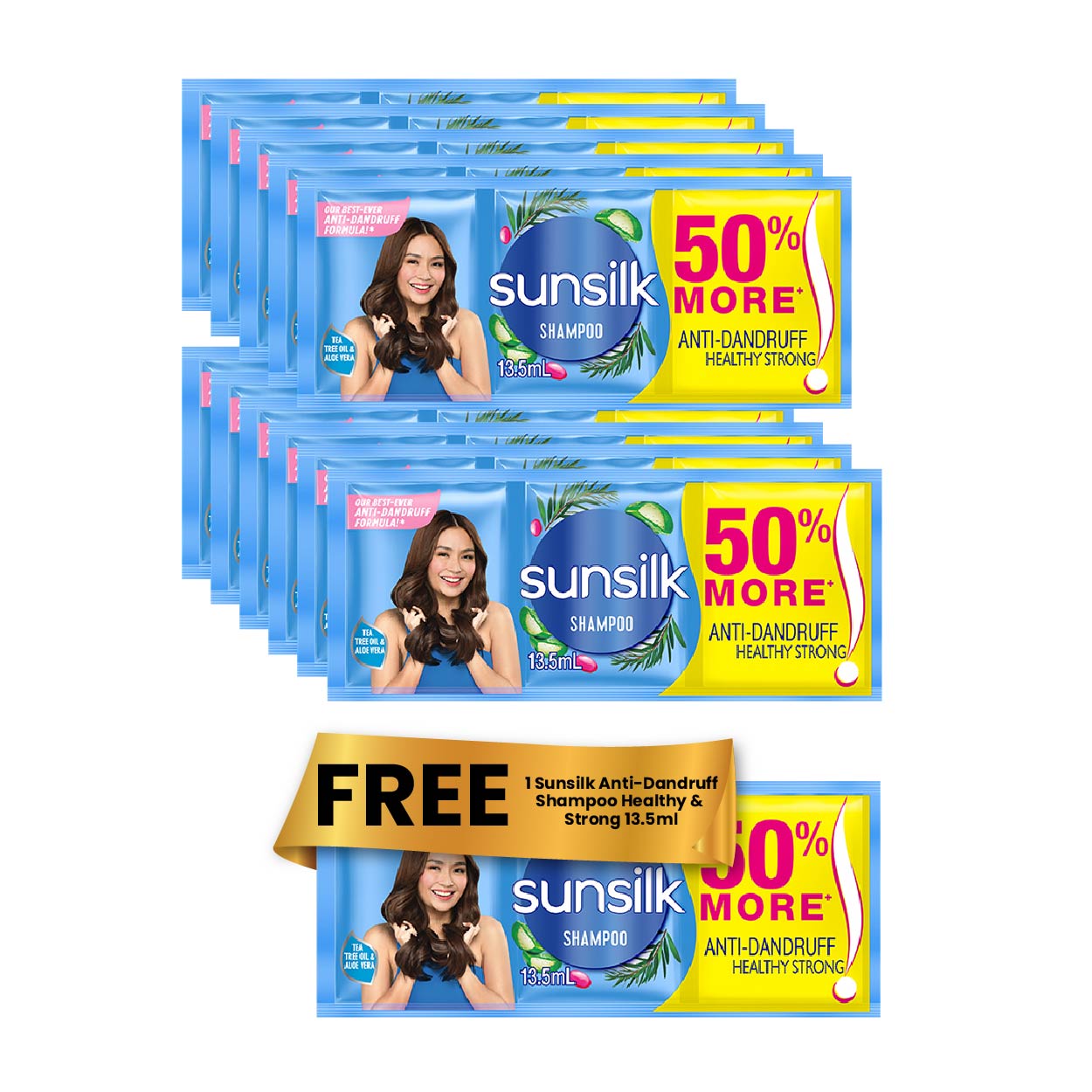 Sunsilk Shampoo Anti-Dandruff Healthy Strong 11x13.5ml + Free