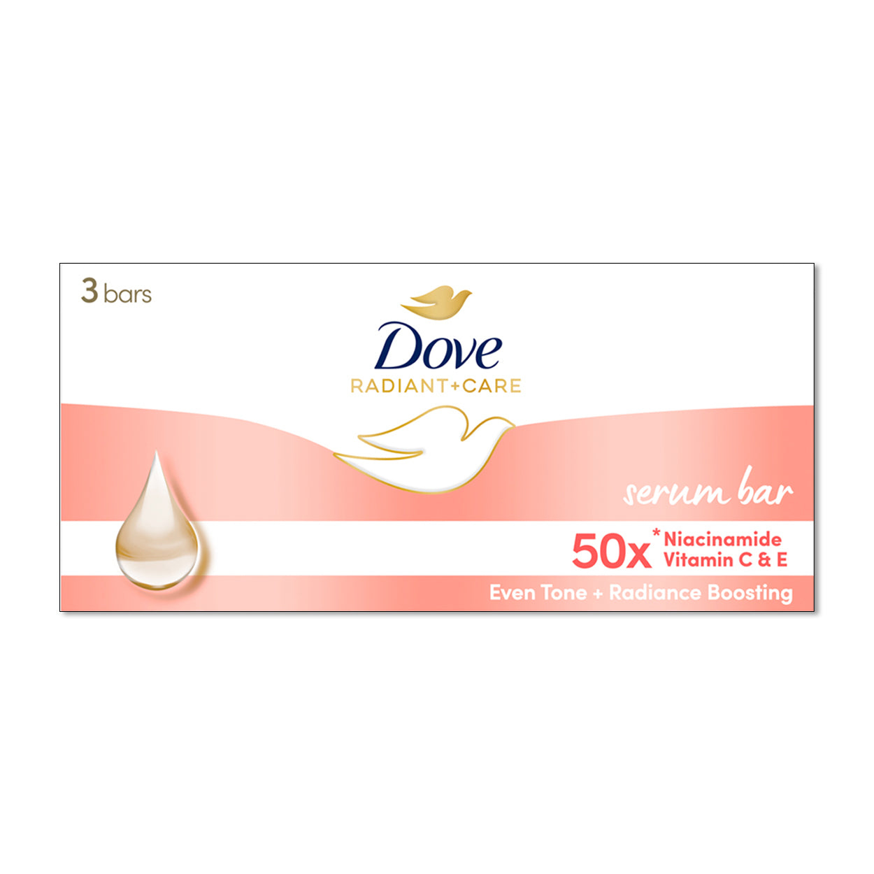 Dove Bar Soap Radiant + Care Serum Niacinamide Vitamin C&E 3x90g