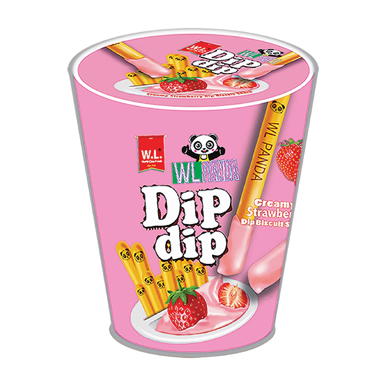 WL Panda Dip Dip Creamy Strawberry Dip Biscuit Snack 30g