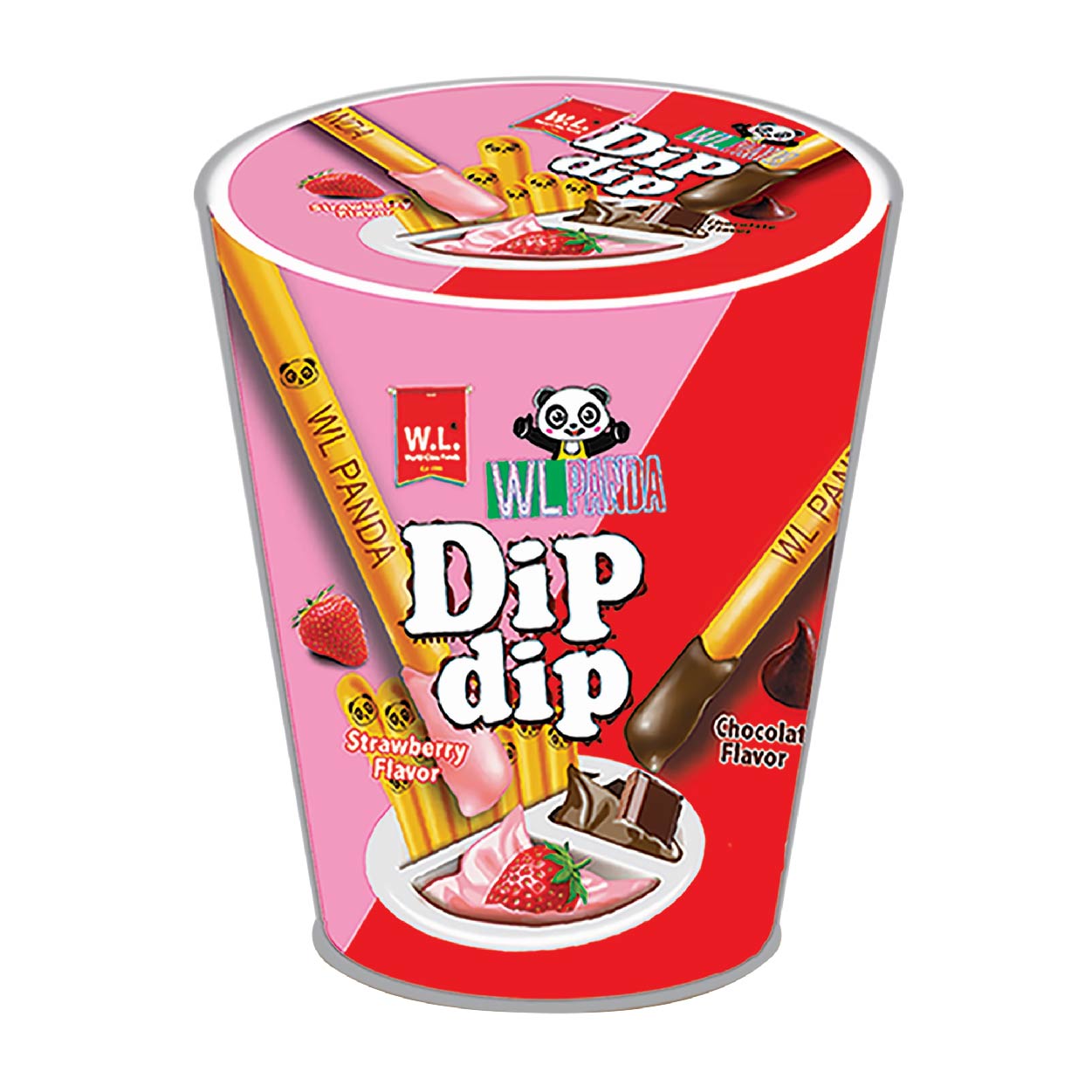 WL Panda Dip Dip CreamyChocolate & StrawberryDip Biscuit Snack30g