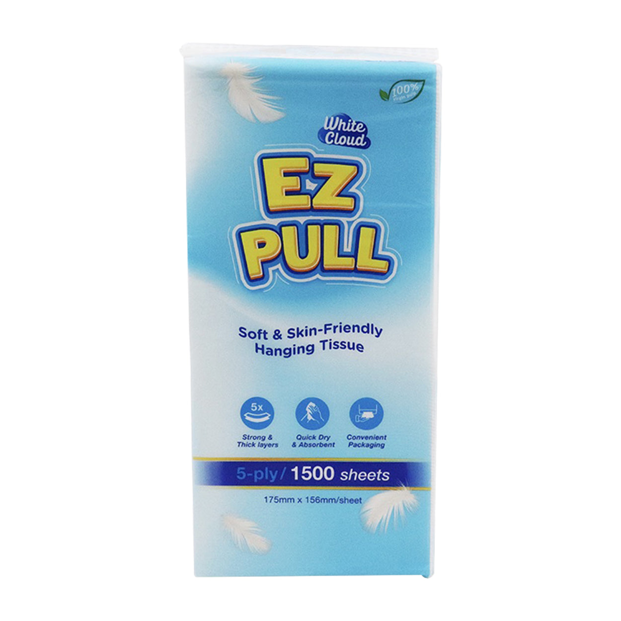 White Cloud EZ Pull Hanging Tissue 5Ply 1500 sheets