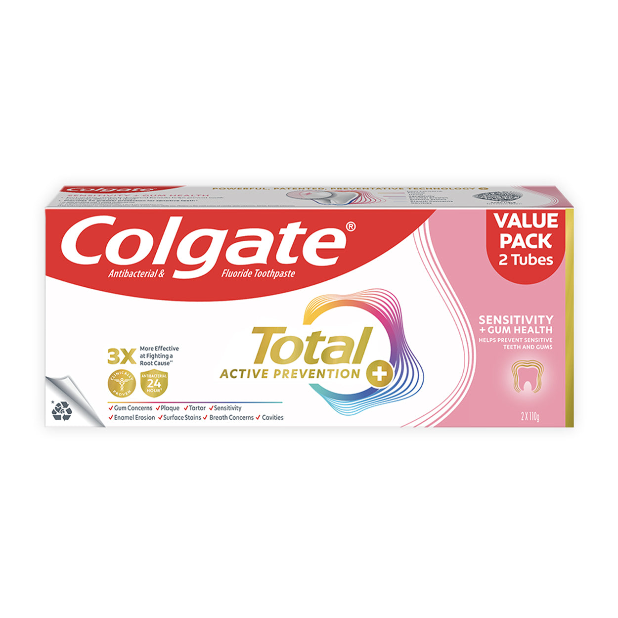 Colgate Toothpaste Total Sensitivity+Gum Health 2x110g Value Pack