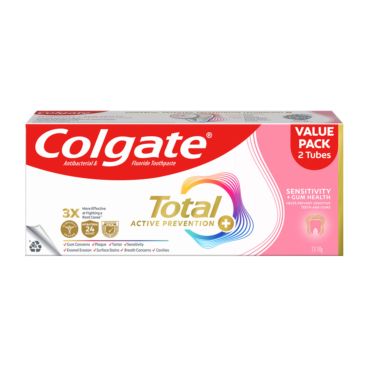 Colgate Toothpaste Total Sensitivity+Gum Health 2x110g Value Pack