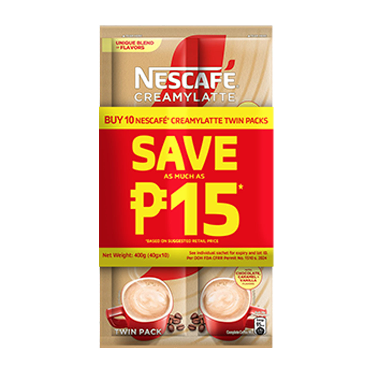 Nescafe 3 in 1 Creamy Latte Coffee Mix Twin Pack 10x40g SAVE