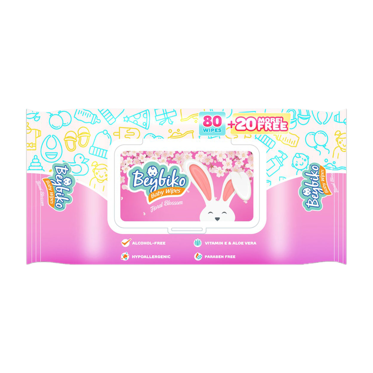 Beybiko Baby Wipes Floral Blossom 80s + Free